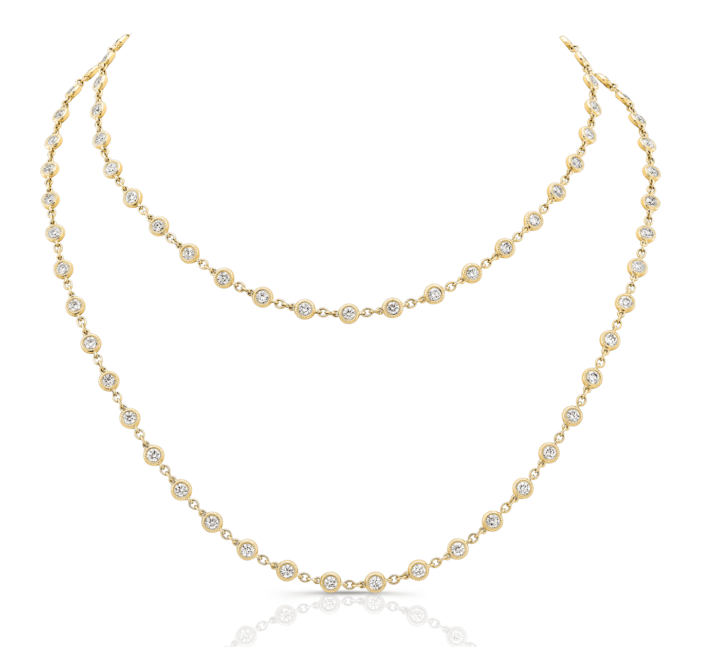 18KY Bezel Set Diamond Necklace