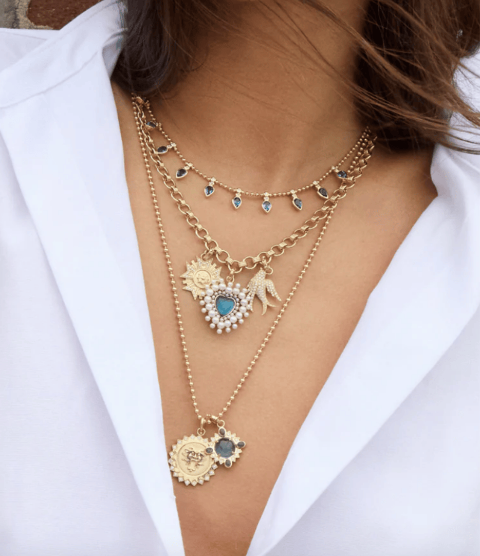 14KY Large Sparrow Charm with Pearl