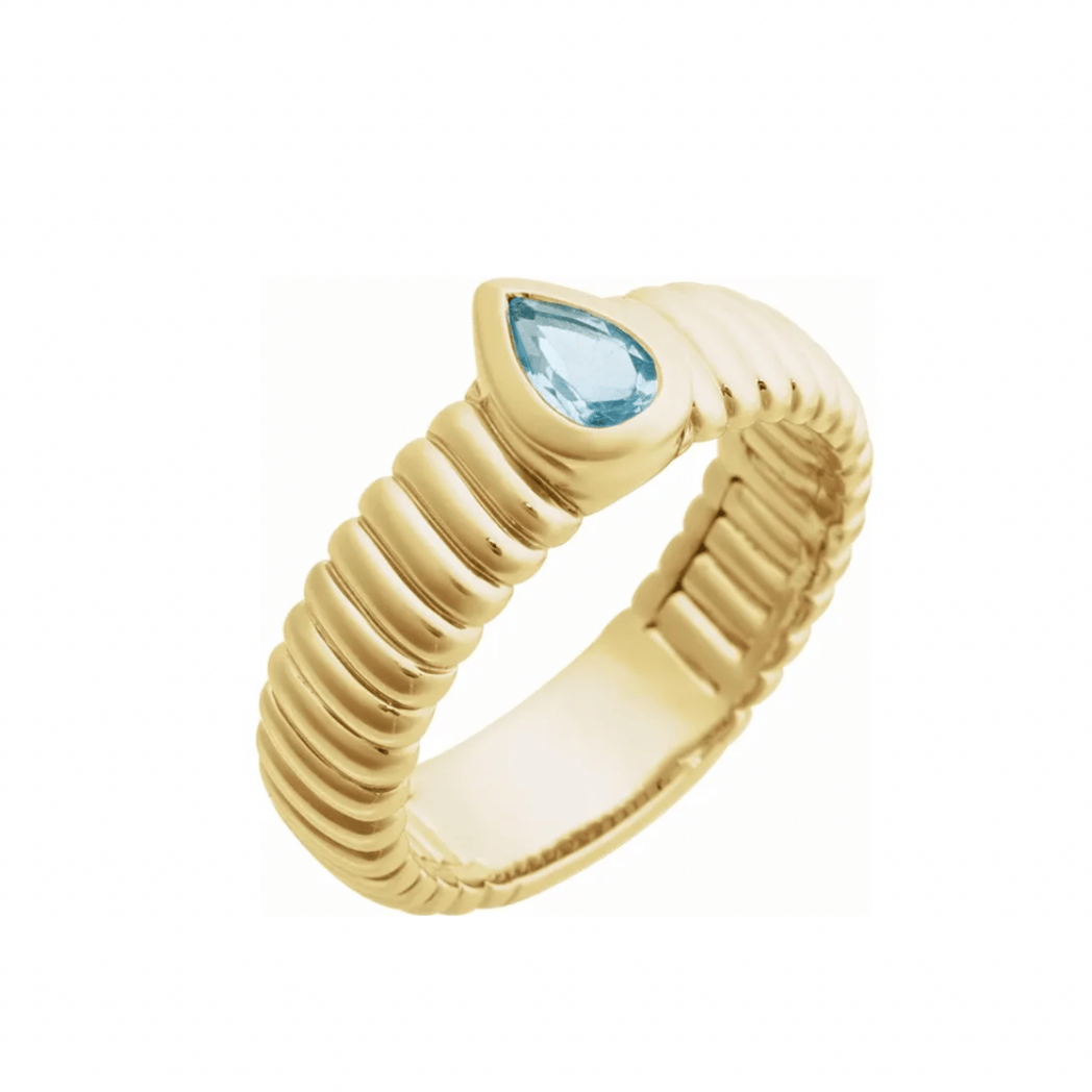 14KY Natural Blue Topaz Ring