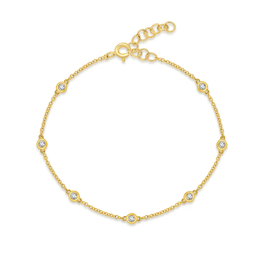 14KY Bezel Set Diamond By The Yard Bracelet-Bracelets-Saffron Jewelry-Susan Saffron Jewelry