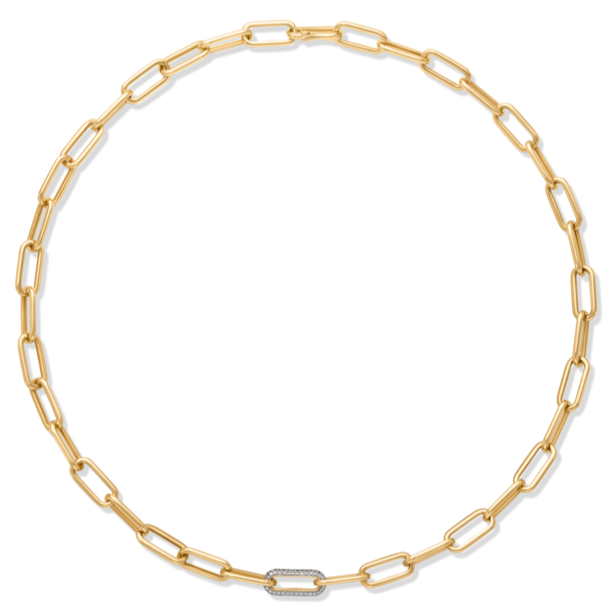 14KYW Pave Oval Link Necklace