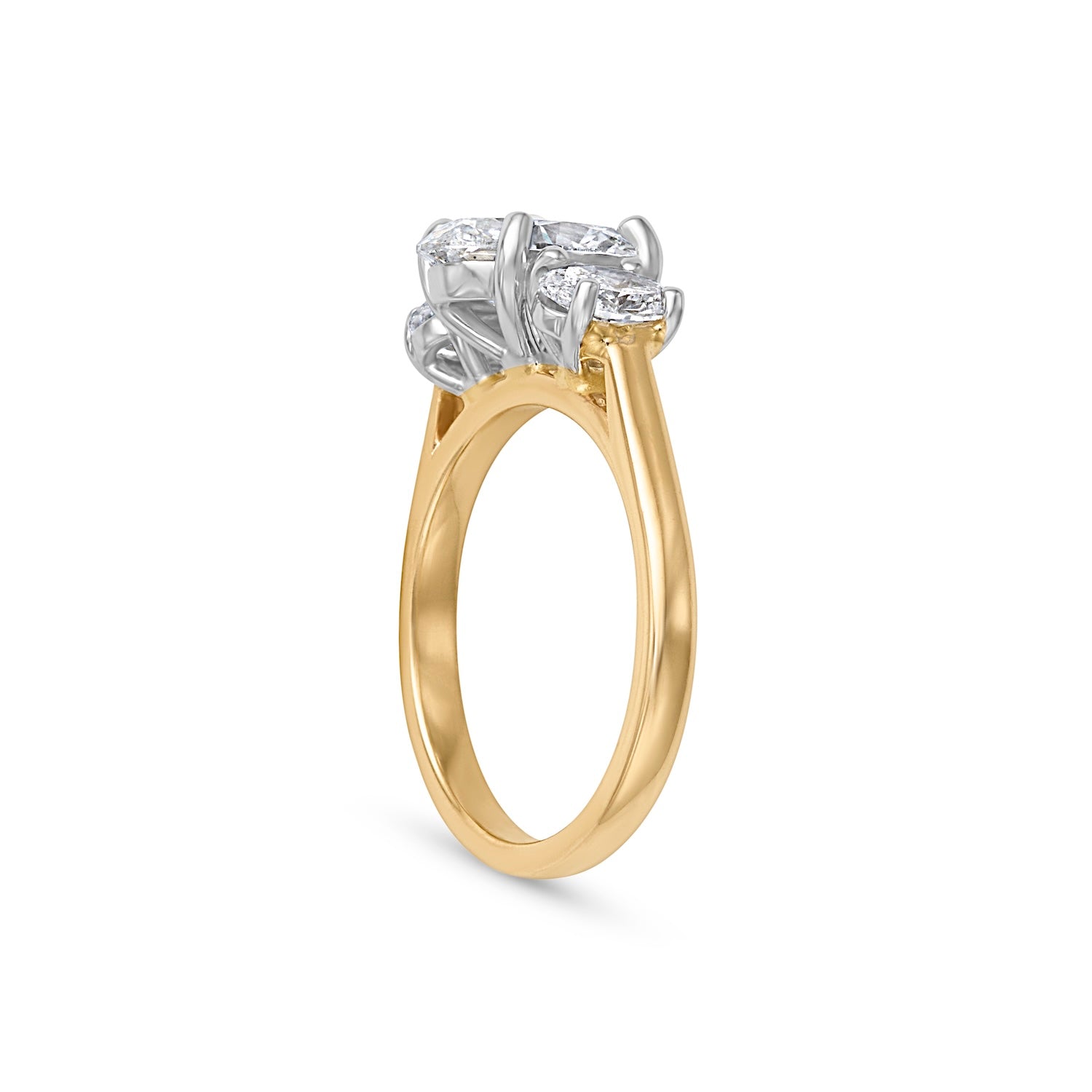 2.06CT Oval Cut Three Stone Engagement Ring With Oval Side Stones