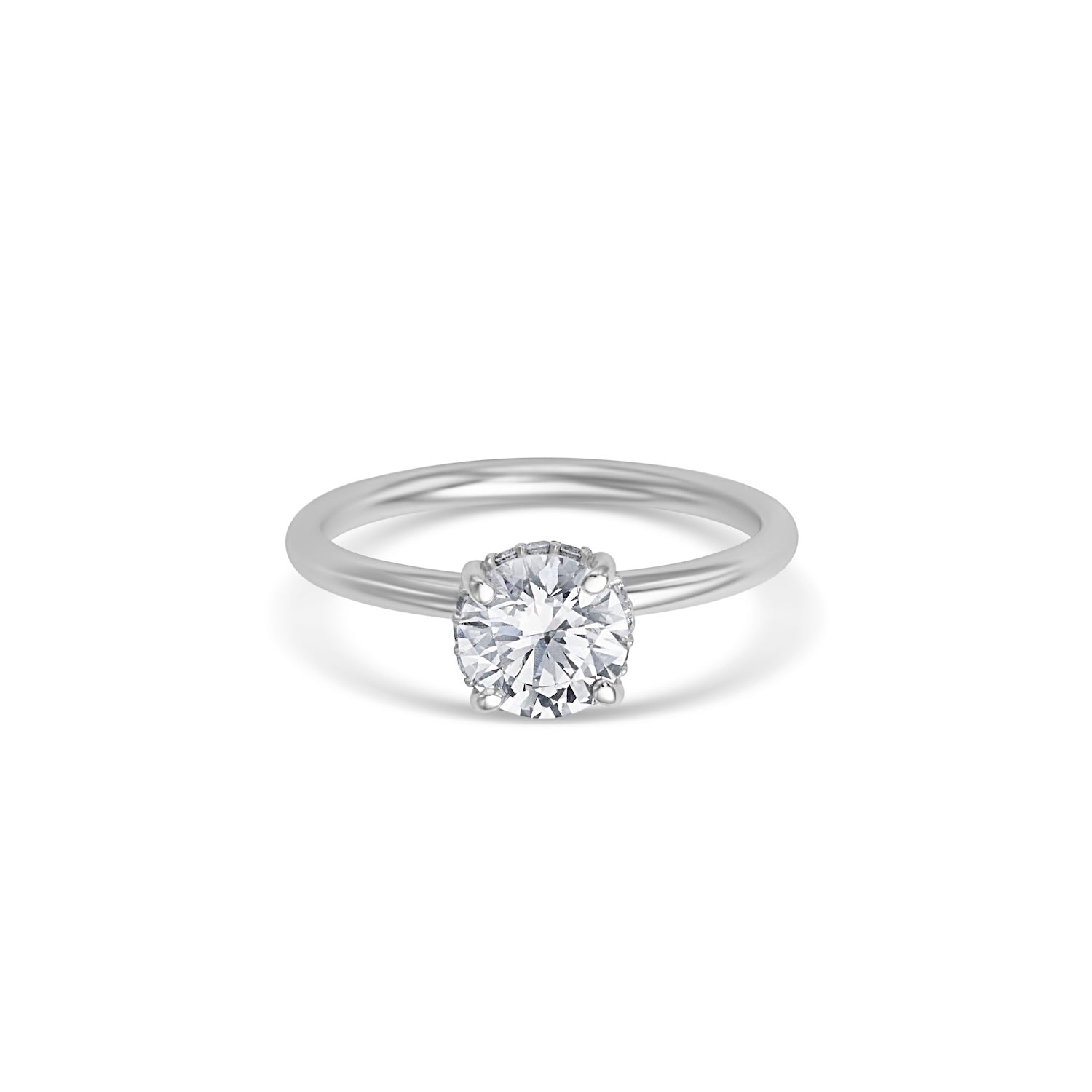 1.01CT Round Brilliant Cut Solitaire Hidden Halo Engagement Ring
