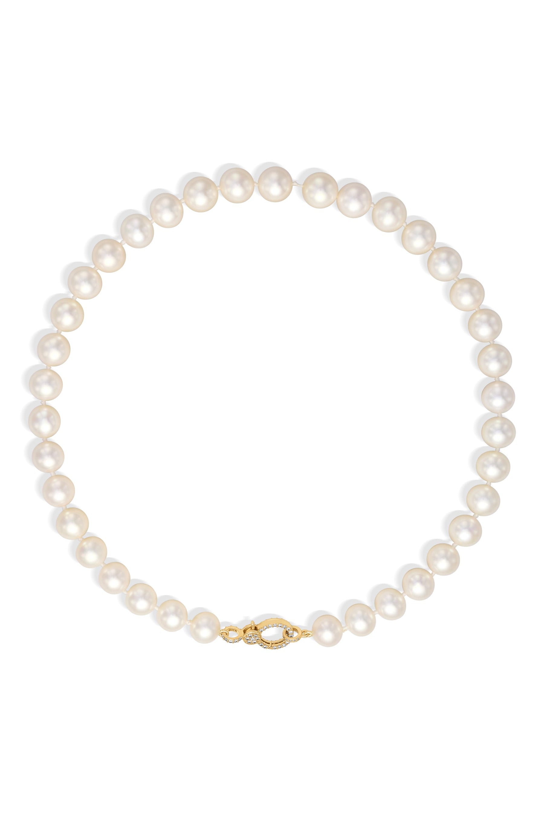 9mm Pearl Necklace with Pave Clasp-Necklaces-Trilogy-Susan Saffron Jewelry