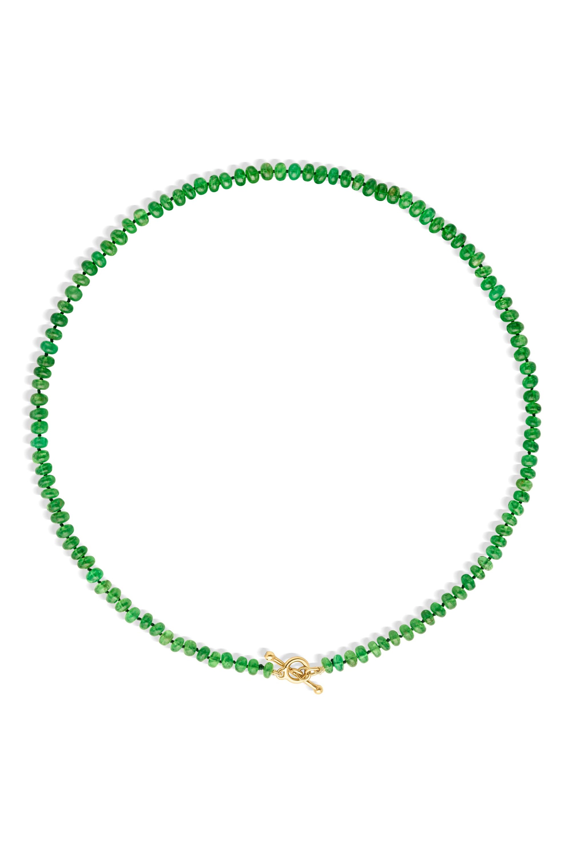 Tsavorite Bead Necklace with 18K Yellow Gold Clasp