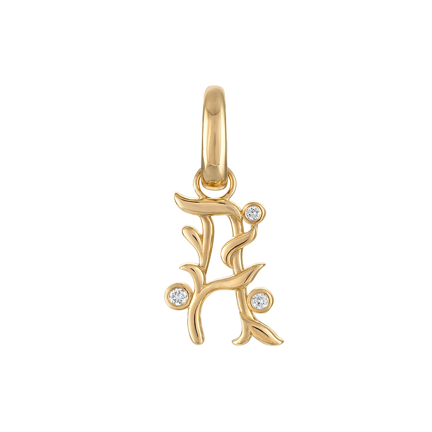14KY Diamond Vine A Initial Charm