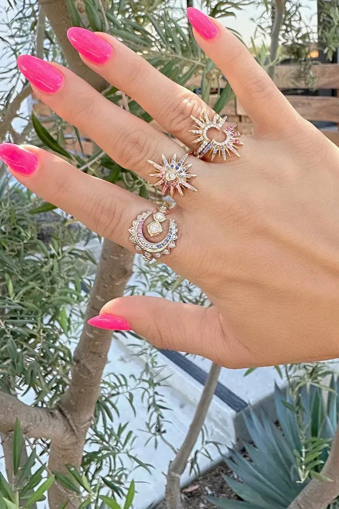 14KY Open Crescent Wrap Around Ring