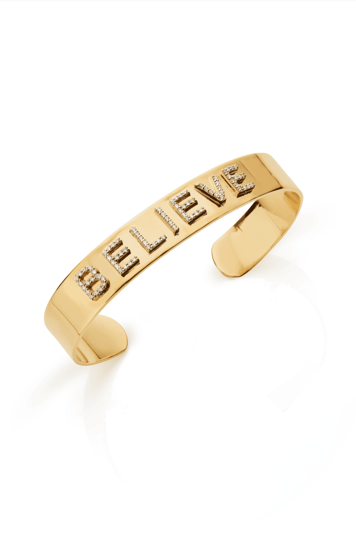 18KY Small "BELIEVE" Signature Cuff