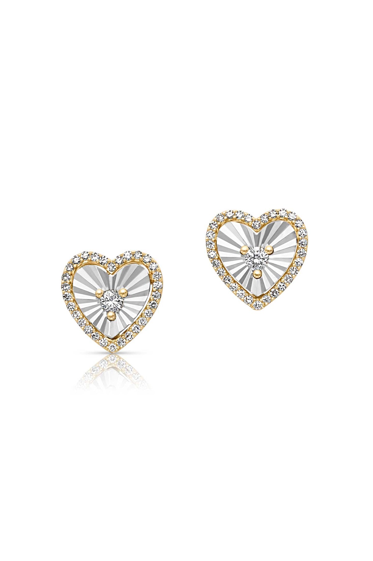 14KWY Fluted Heart Stud with Diamonds