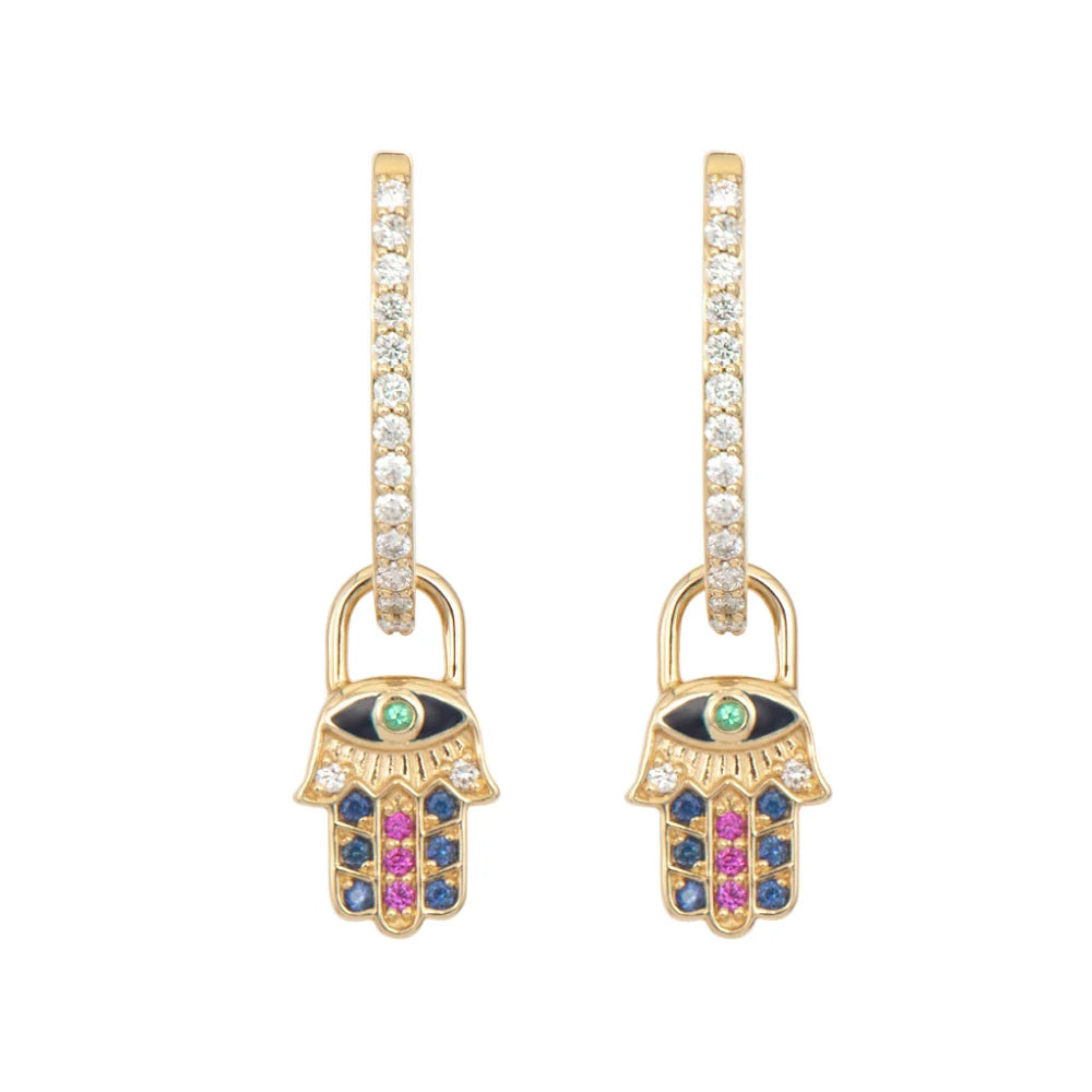 14KY Tiny Double Sided Hamsa Charm