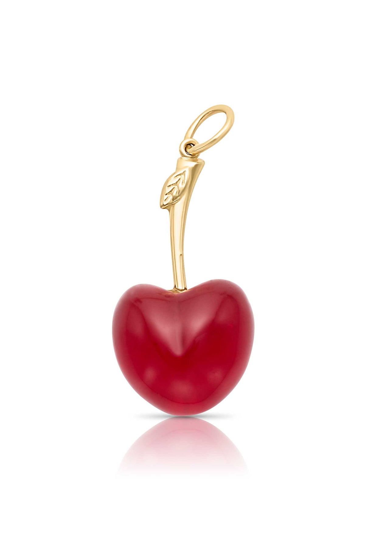 14KY Red Chalcedony Cherry Charm