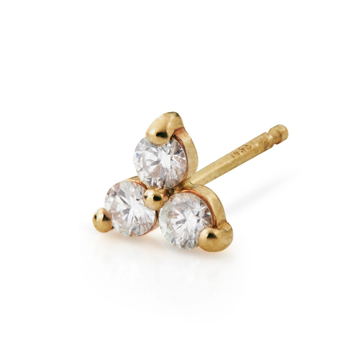14KY Large Diamond Trio Stud Single