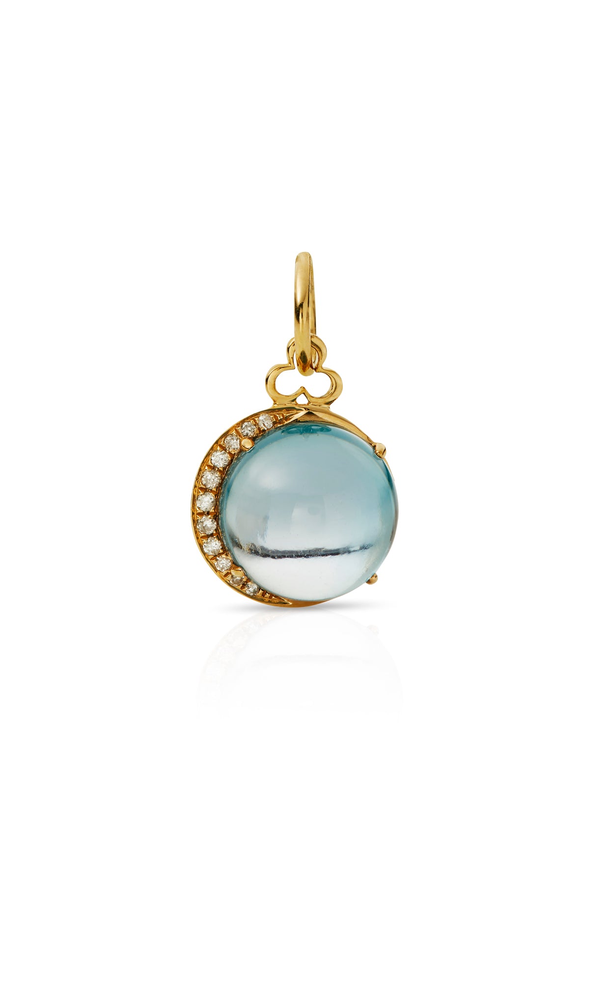 18KY London Blue Topaz Moon Charm