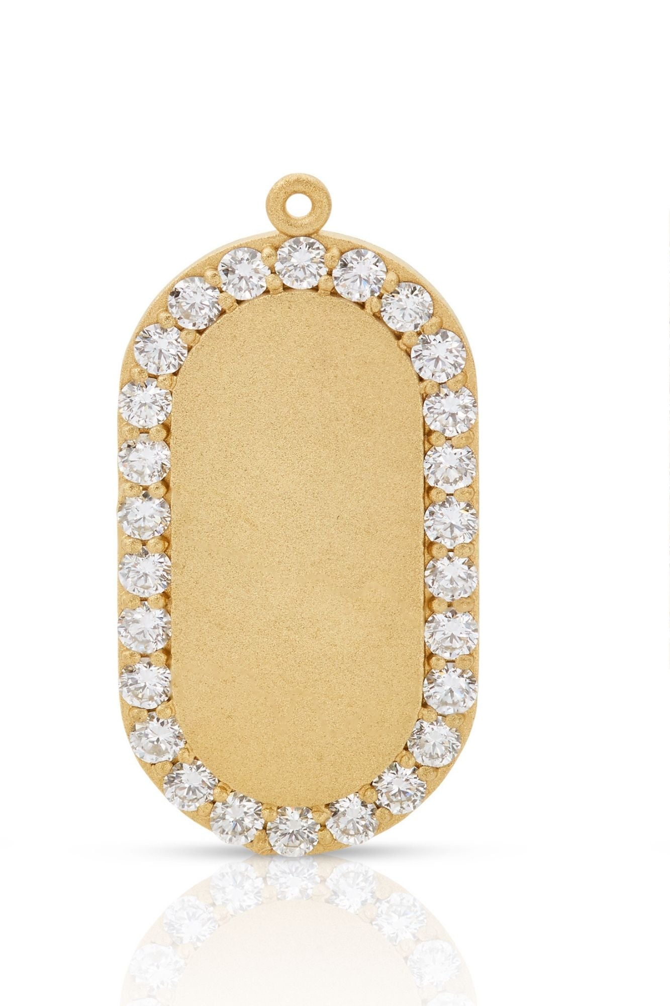 18KY Oval Engravable Disc with Diamonds