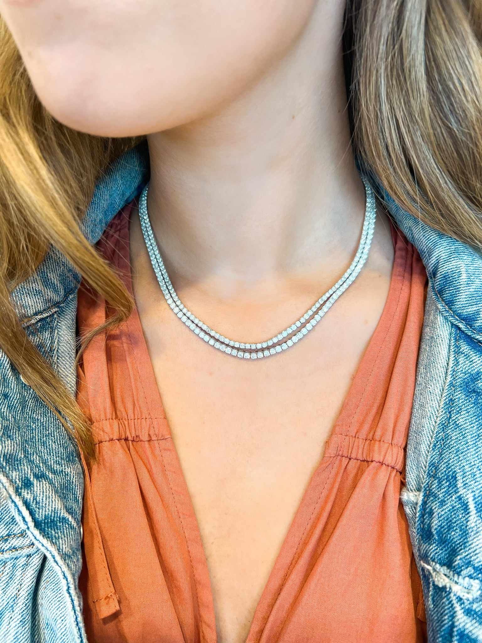 14KW Diamond Tennis Necklace