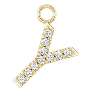 14K Diamond Letter Necklace-Neckaces-Saffron Jewelry-14K Yellow Gold-Susan Saffron Jewelry