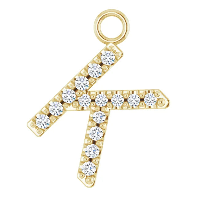 14K Diamond Letter Necklace-Neckaces-Saffron Jewelry-14K Yellow Gold-Susan Saffron Jewelry