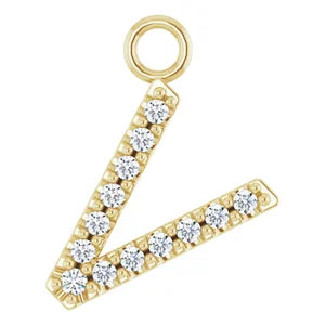 14K Diamond Letter Necklace-Neckaces-Saffron Jewelry-14K Yellow Gold-Susan Saffron Jewelry