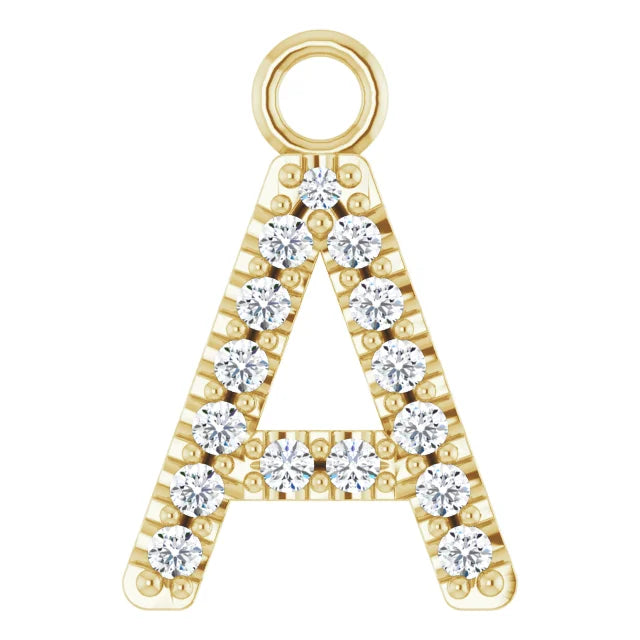 14K Diamond Letter Necklace-Neckaces-Saffron Jewelry-14K Yellow Gold-Susan Saffron Jewelry