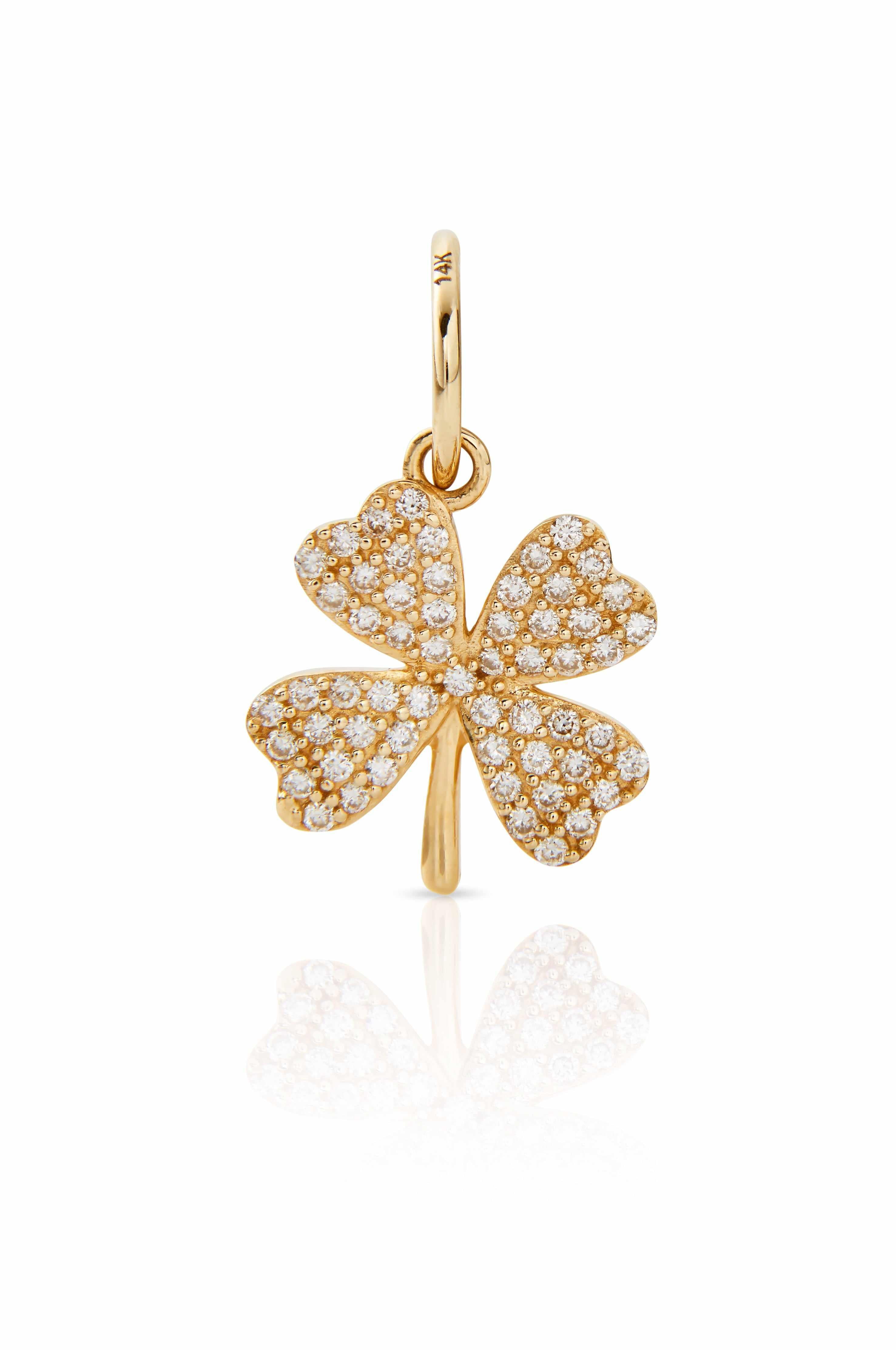 14KY Mini Pave Shamrock