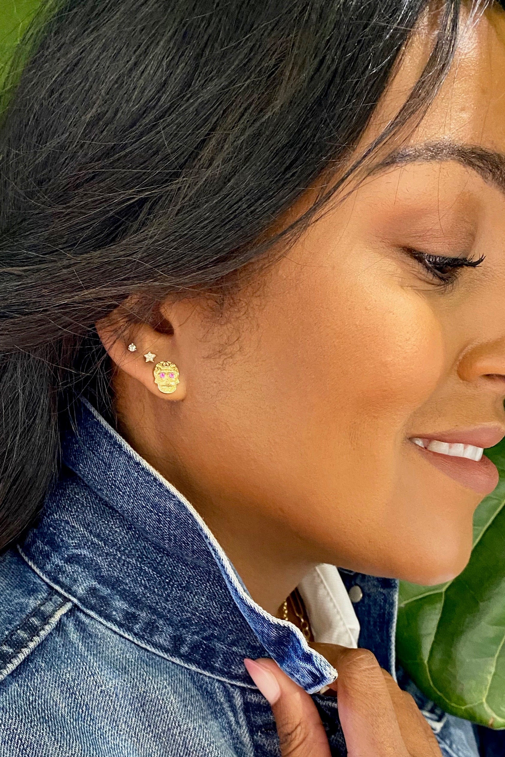 14K Single Star Stud with Diamonds