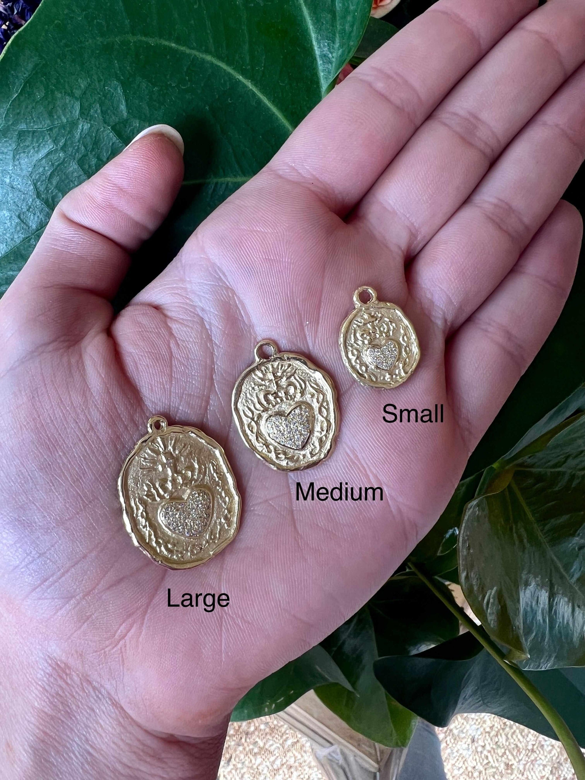 18KY Wisdom Heart Coin with Pave-Charms-Trilogy-Small-Susan Saffron Jewelry