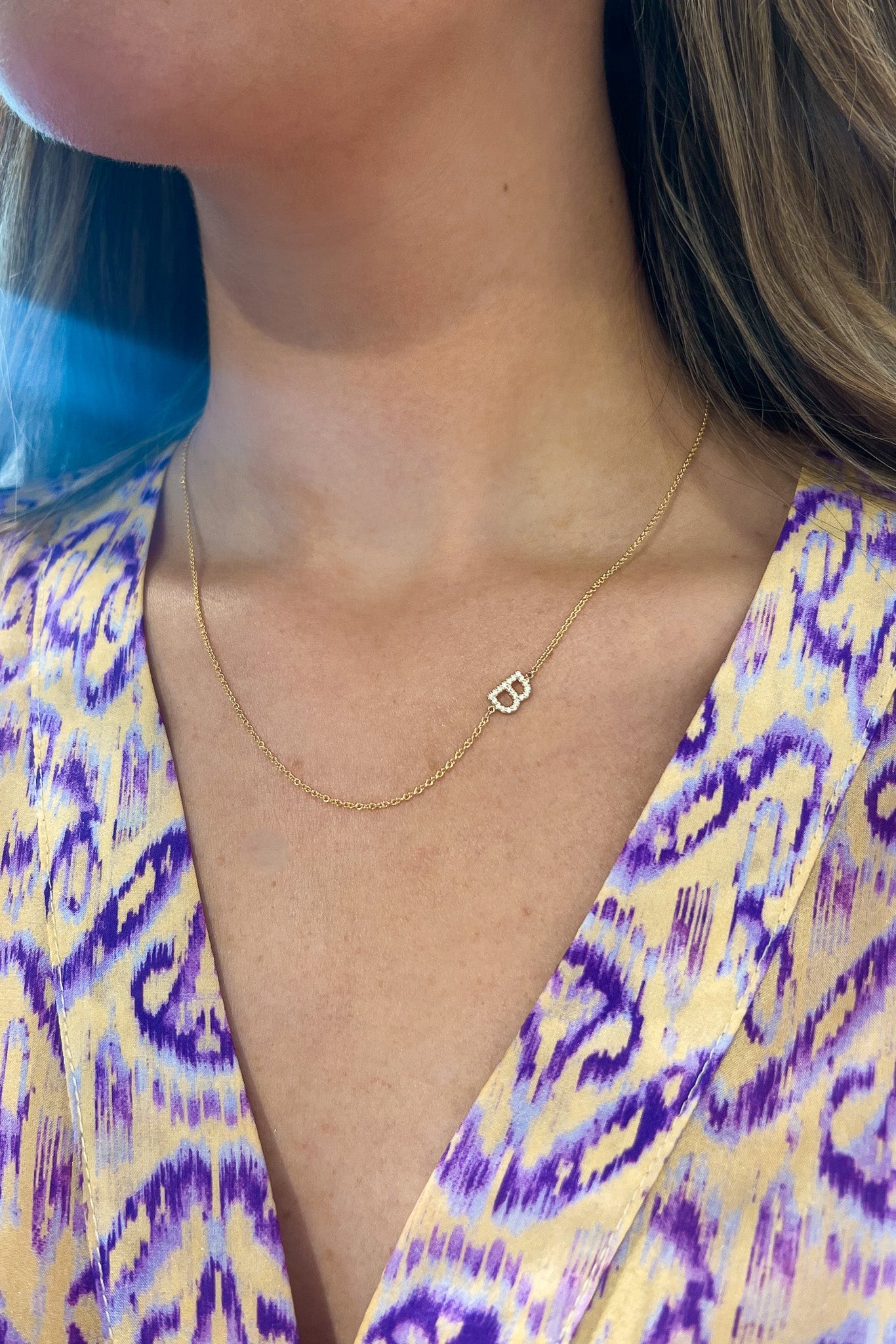 14K Diamond Letter Necklace