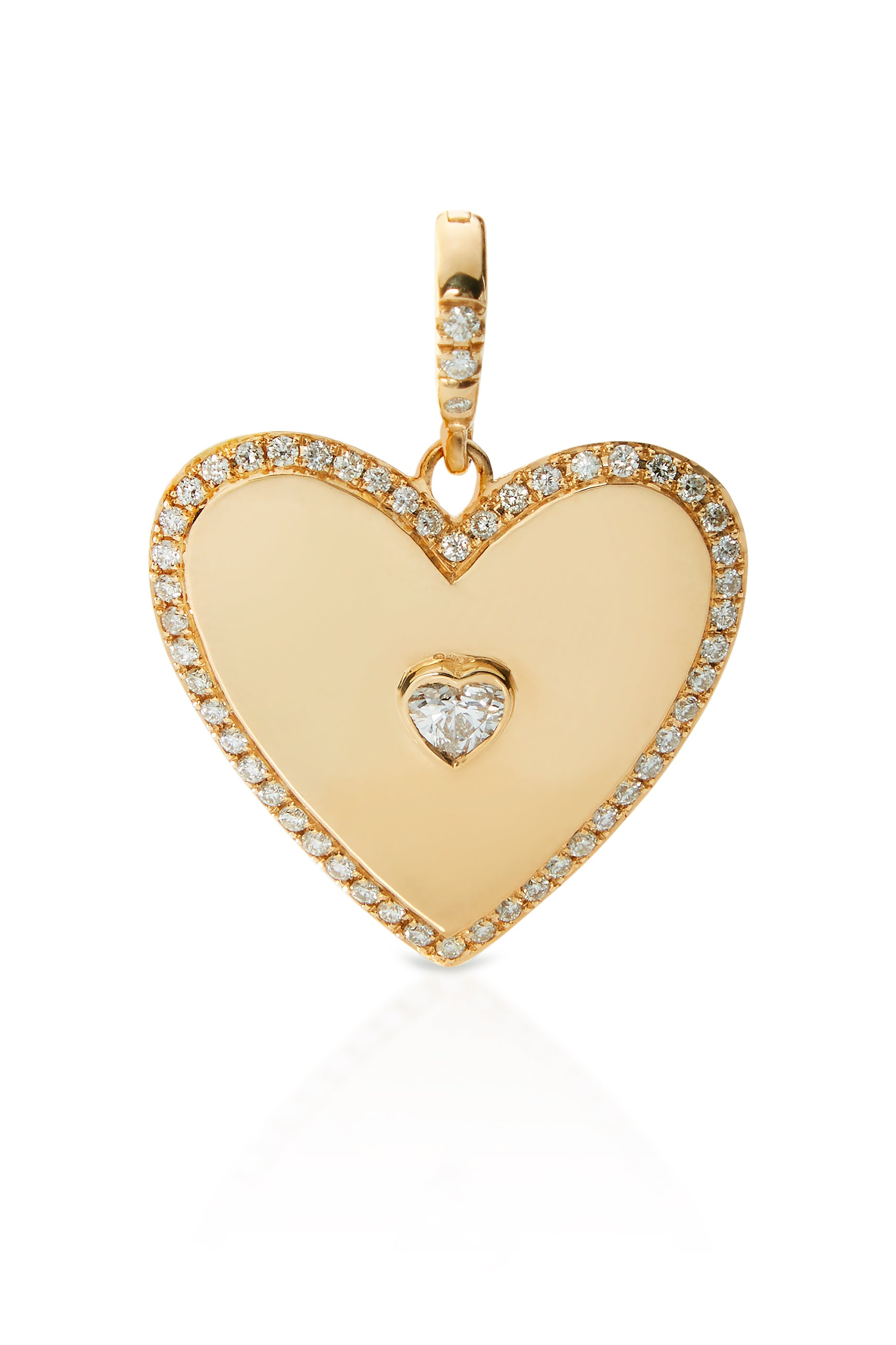 18KY Small Diamond Double Heart Charm