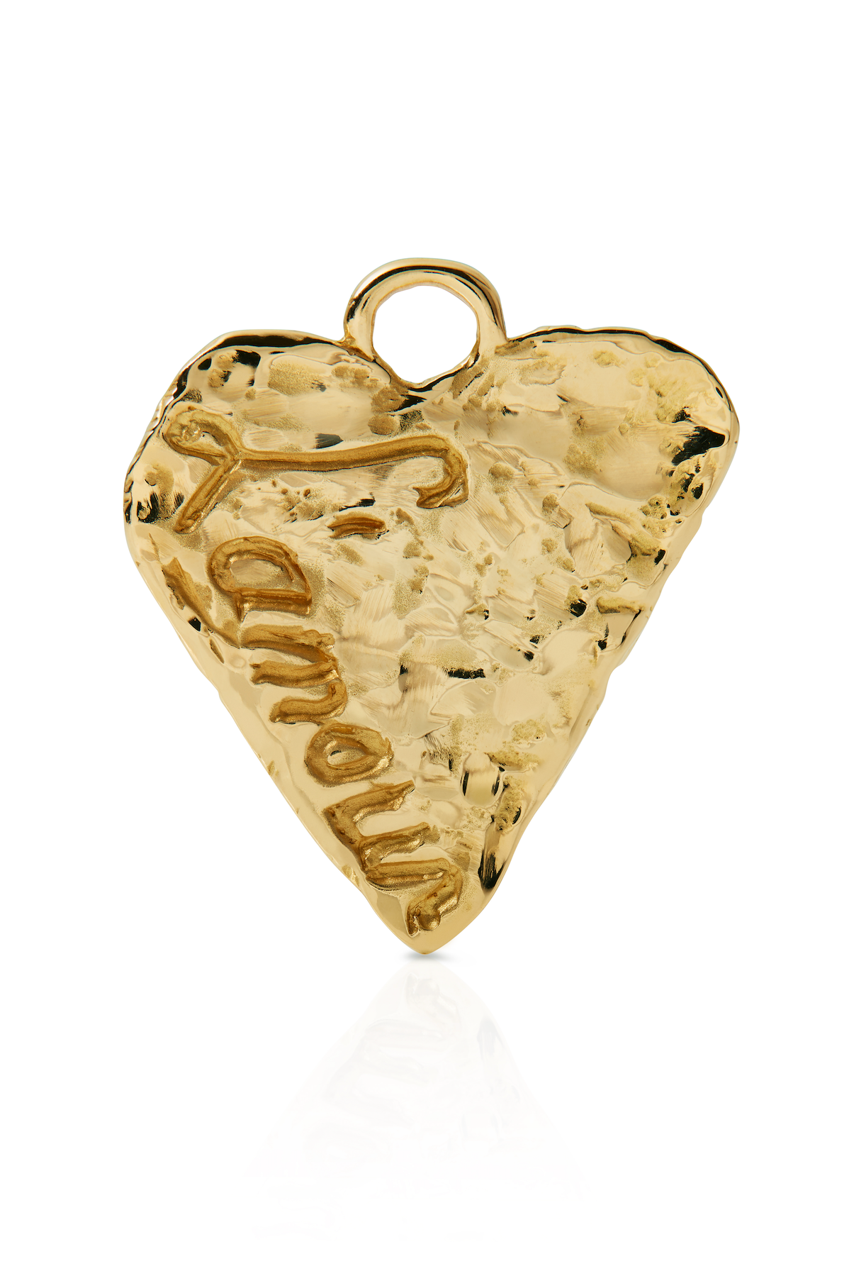 18KY L'amour Hammered Heart Charm