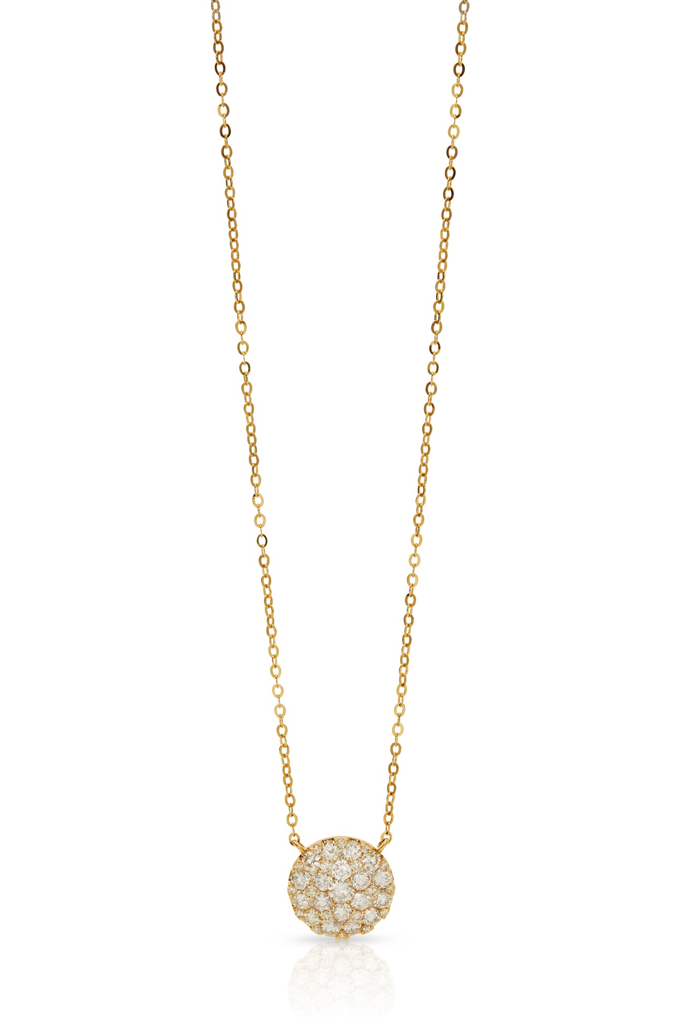 14K Yellow Gold Diamond Circle Pendant Necklace