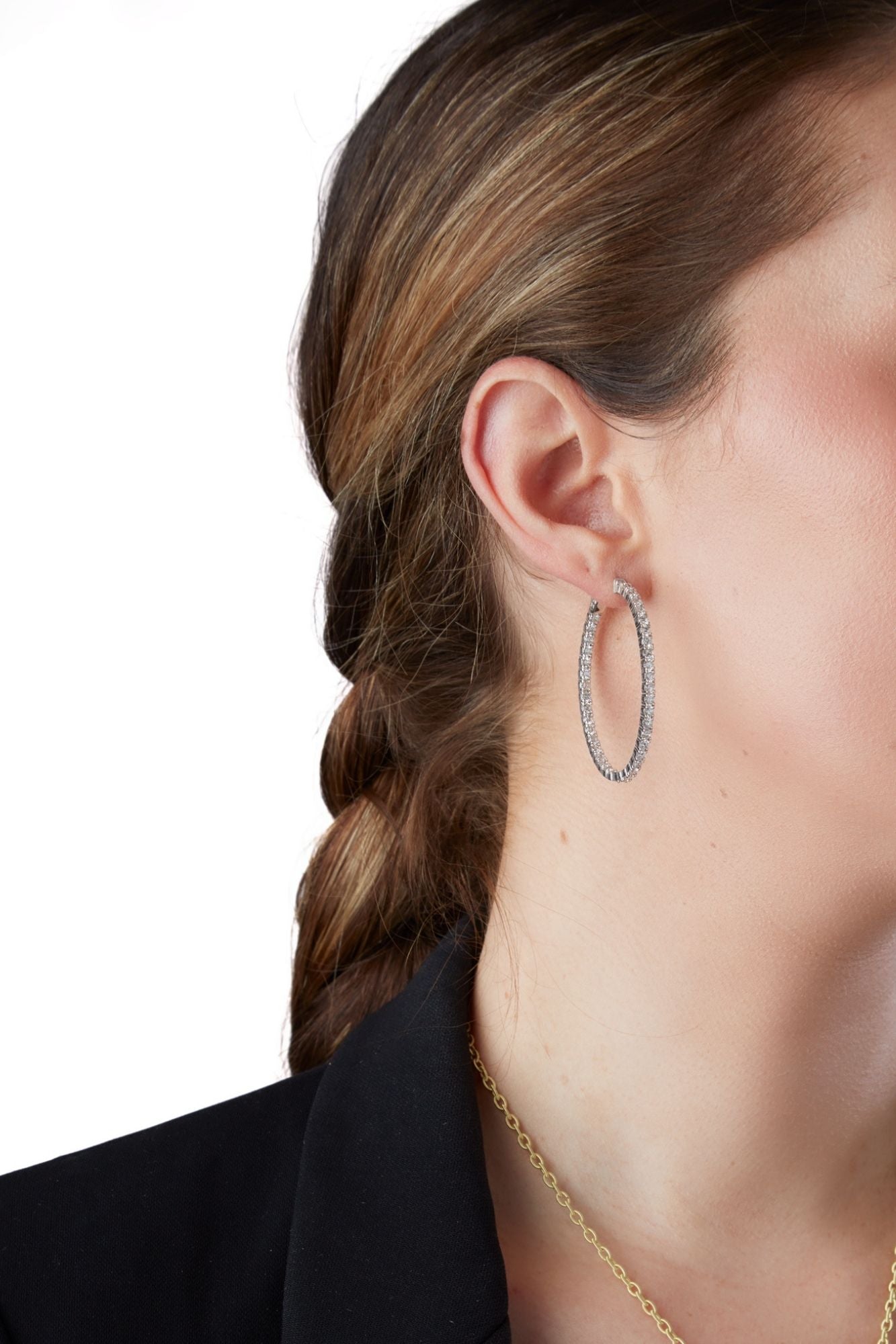 14KW In and Out Diamond Earrings