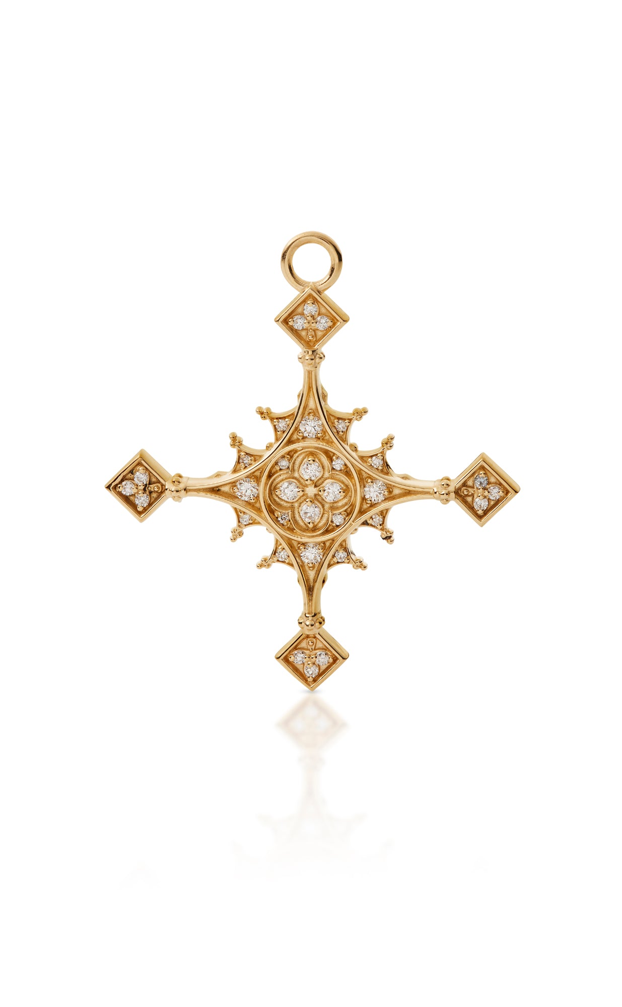 18KY Cardinal Cross-Charm-Trilogy-Susan Saffron Jewelry