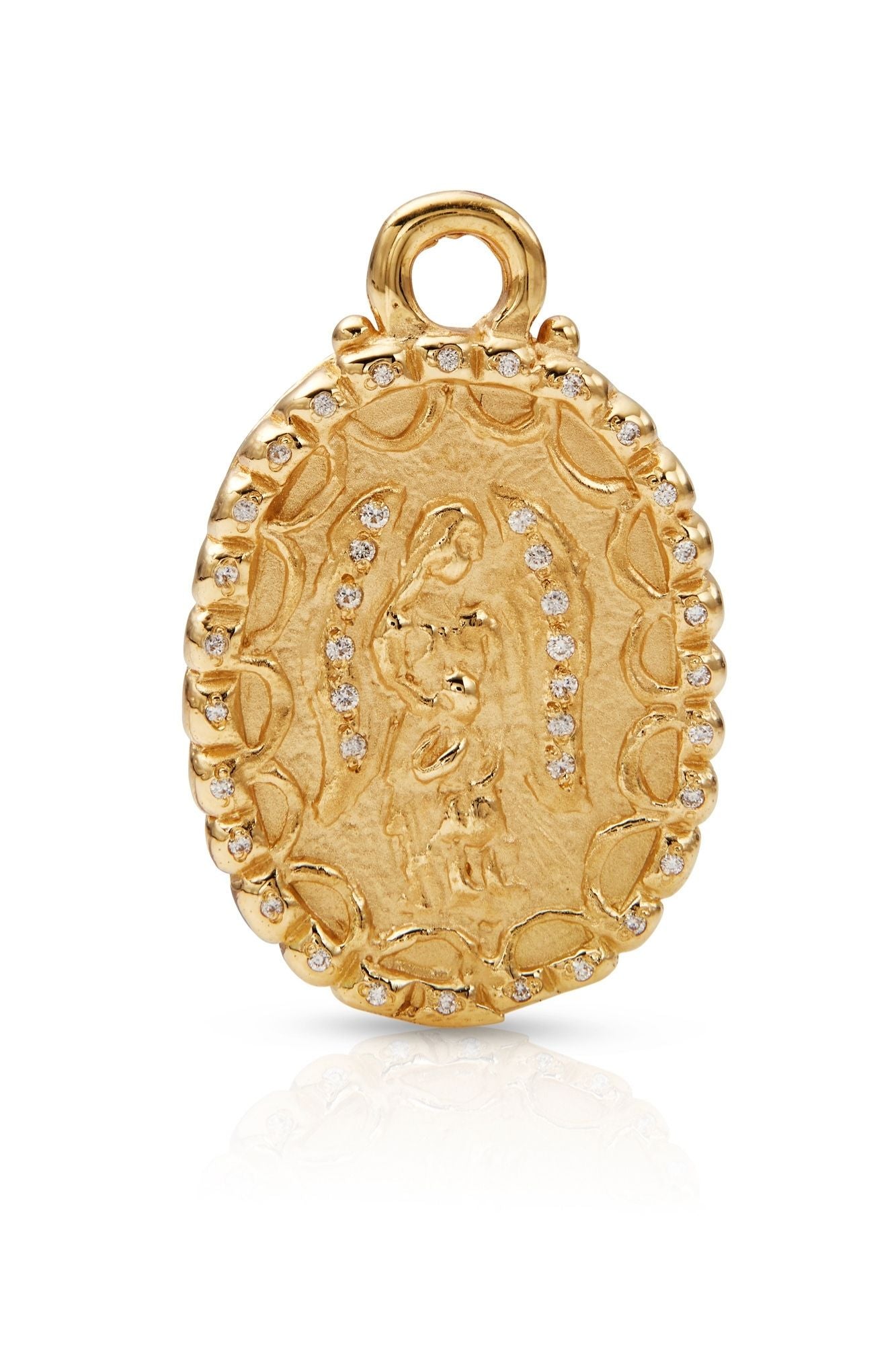 18KY Angel Charm with Beaded Edge and Pave Diamonds-Charms-Trilogy-Susan Saffron Jewelry