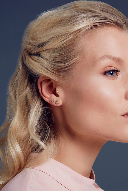 14K Single Star Stud with Diamonds