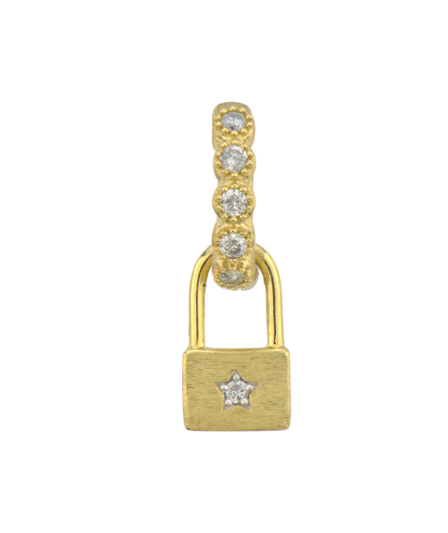 Petite Diamond Pave Lock Earring Charm