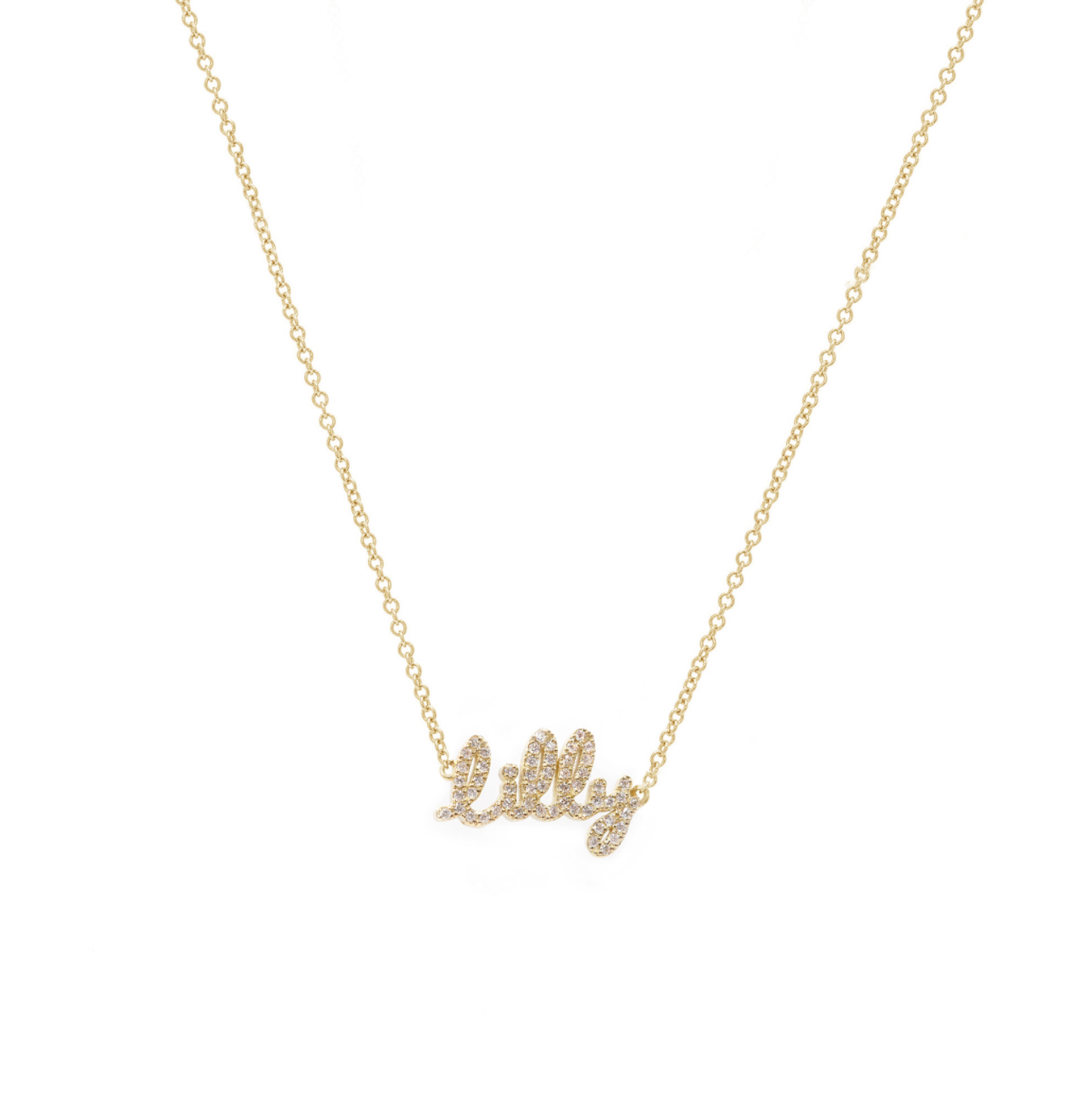 Tiny Treasures English Diamond Name Necklace