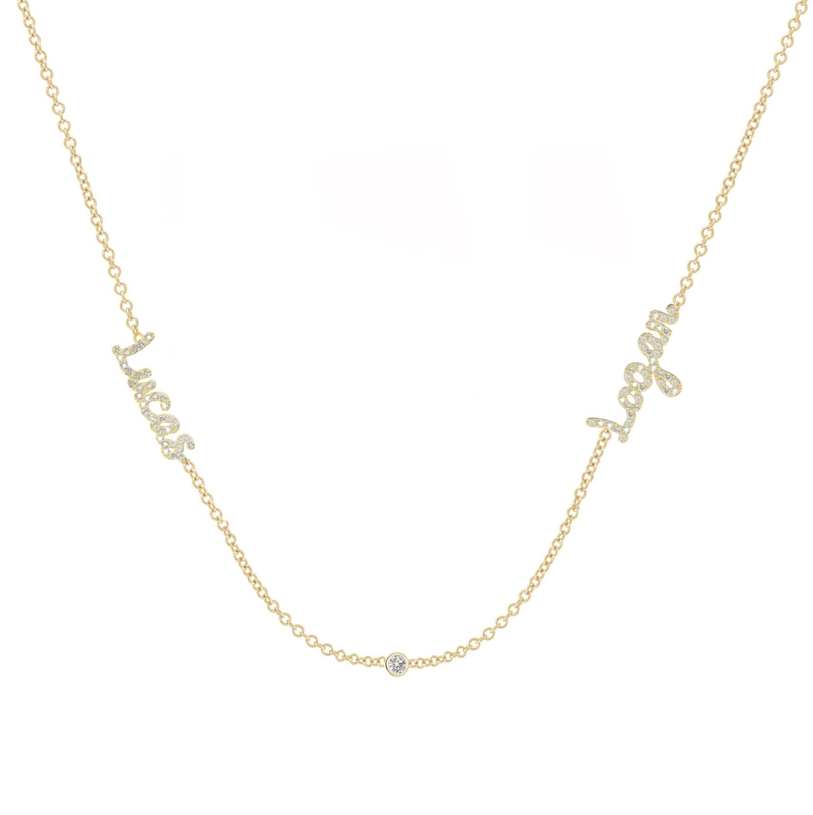 14K Diamond Two Name Necklace