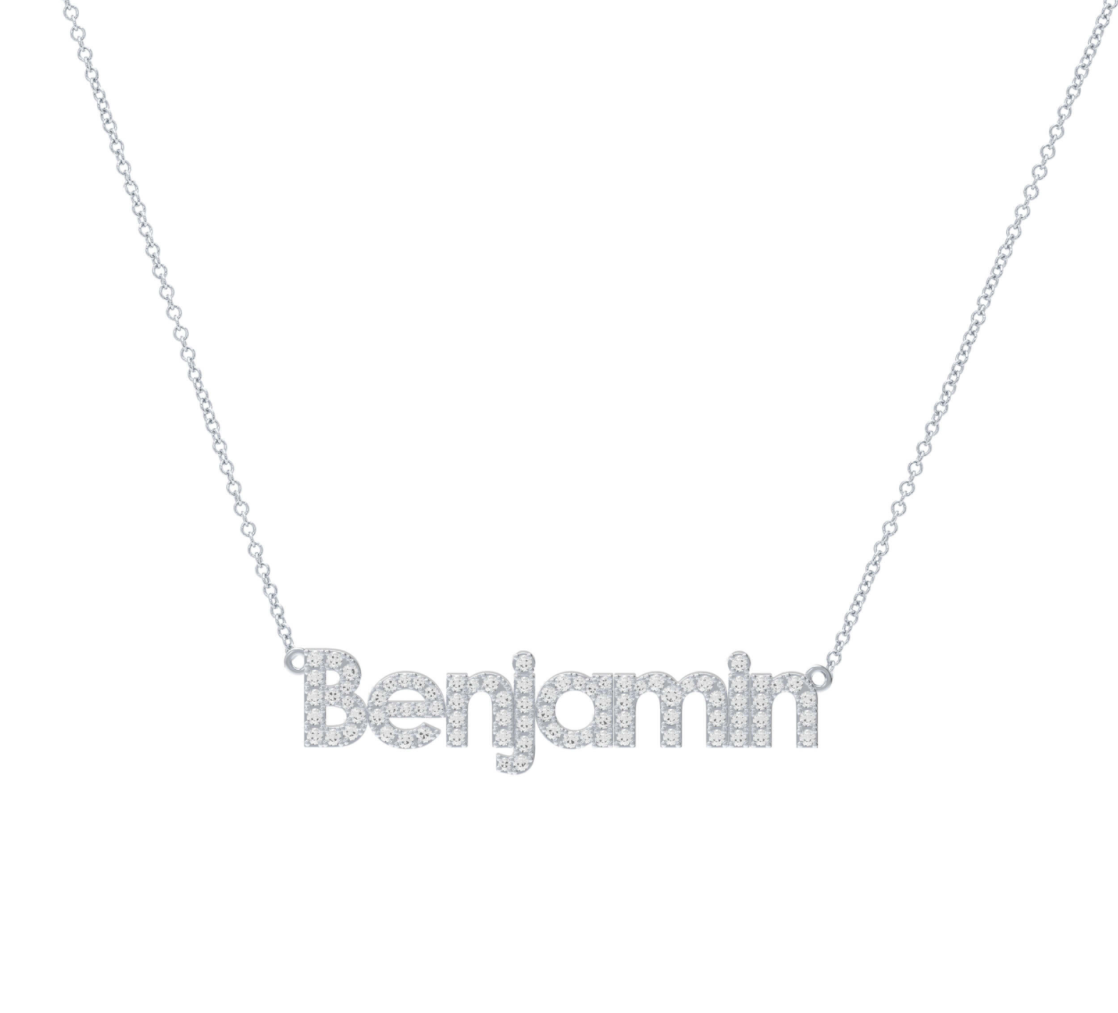 14K Block Name Pavé Necklace