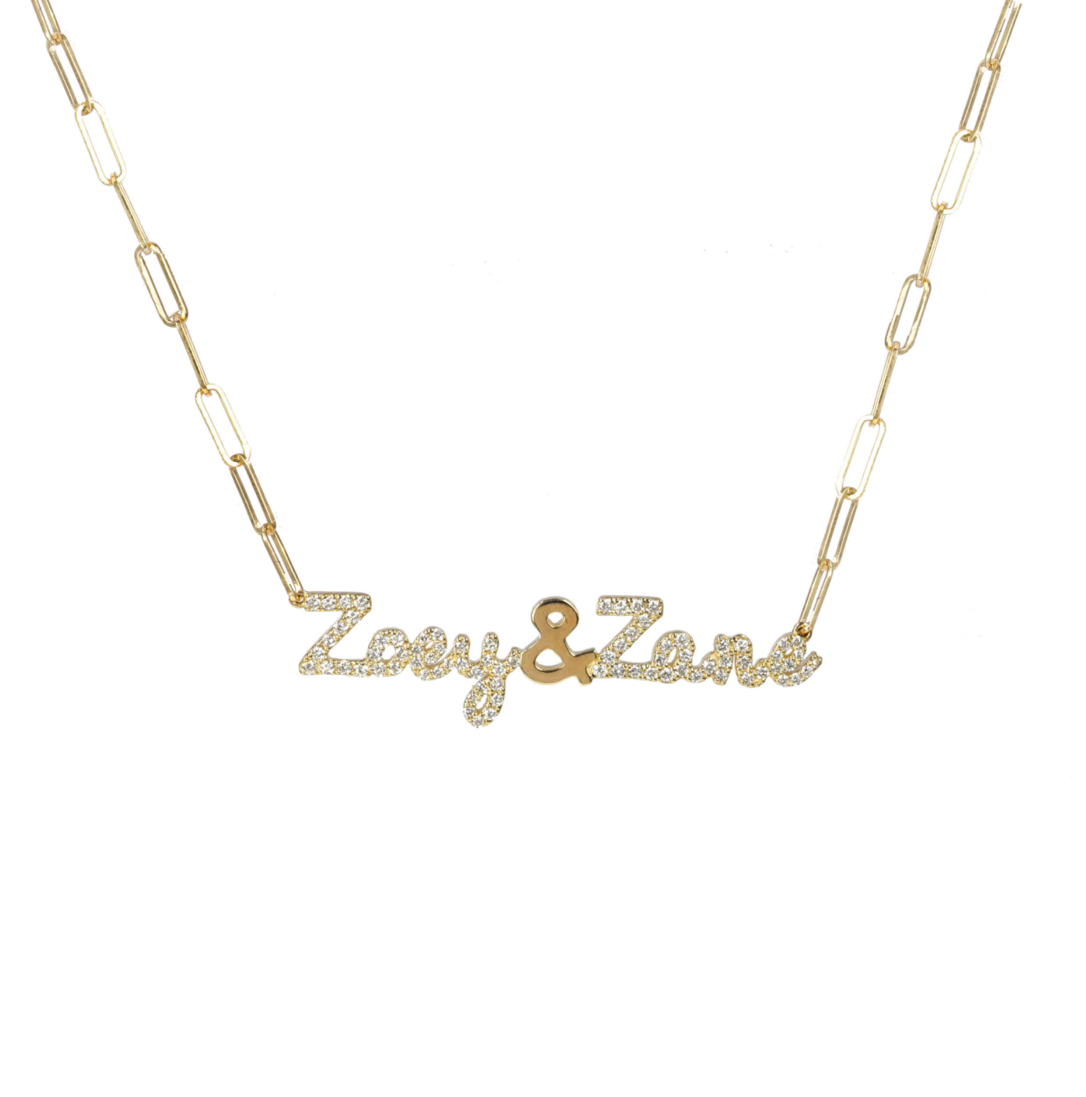 14K Tiny Treasure Diamond Double Name Necklace