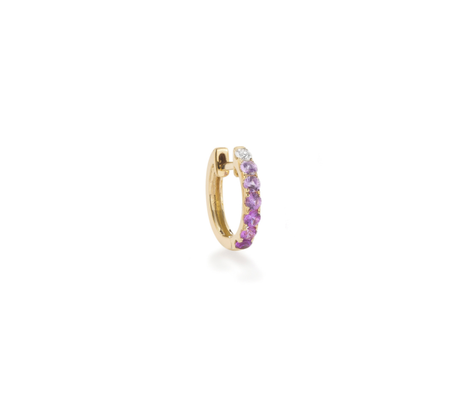 14KY Pink Sapphire Midi Orb Hoops