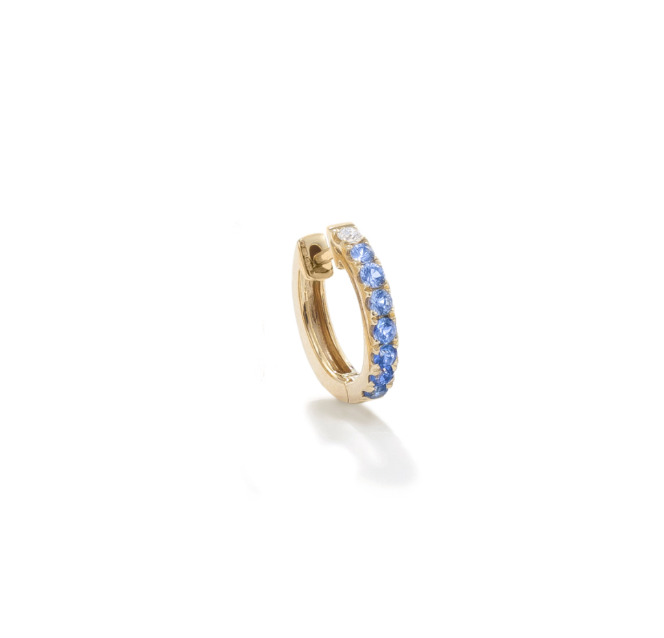 14KY Blue Sapphire Midi Orb Hoops
