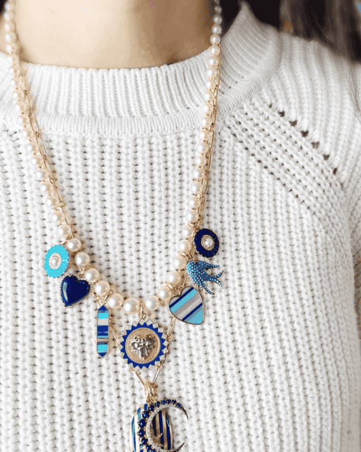 14KY Gemstone & Blue Enamel Lillian Locket