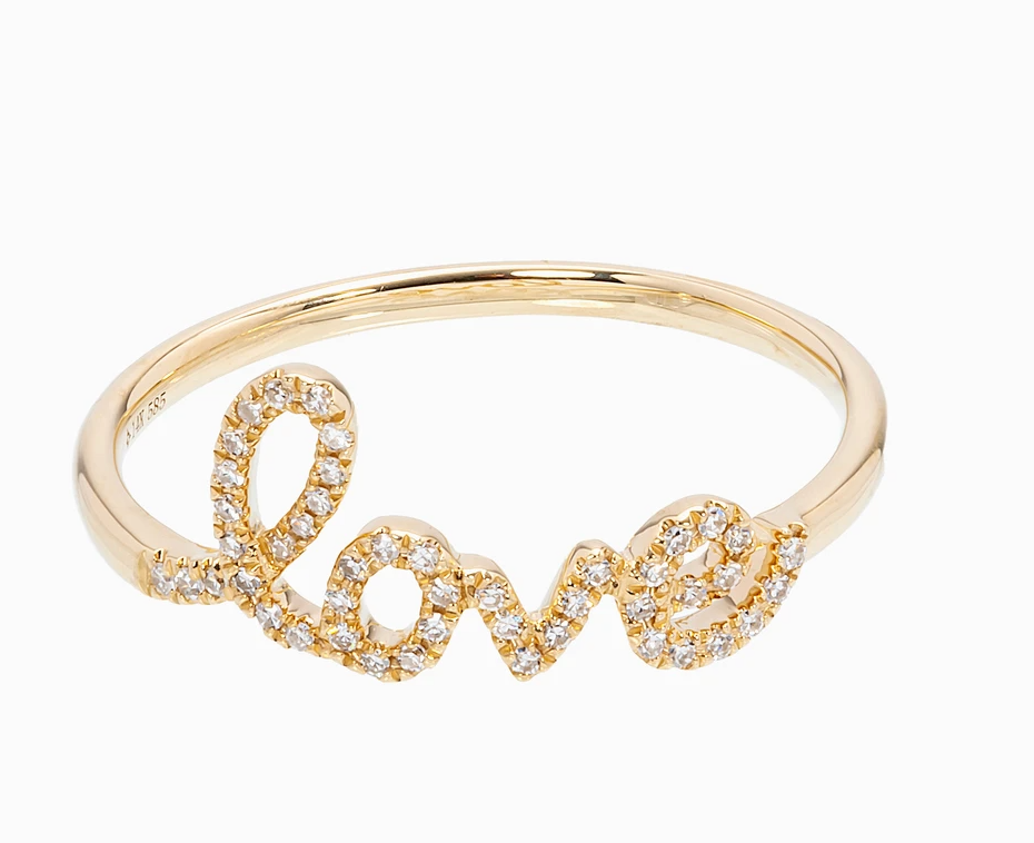 Diamond Love Script Ring-Rings-Majolie-Yellow Gold-Susan Saffron Jewelry