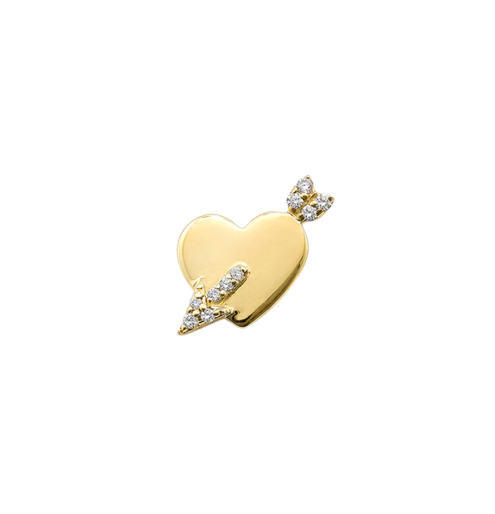 14KY Single Cupid's Heart Stud with Diamonds
