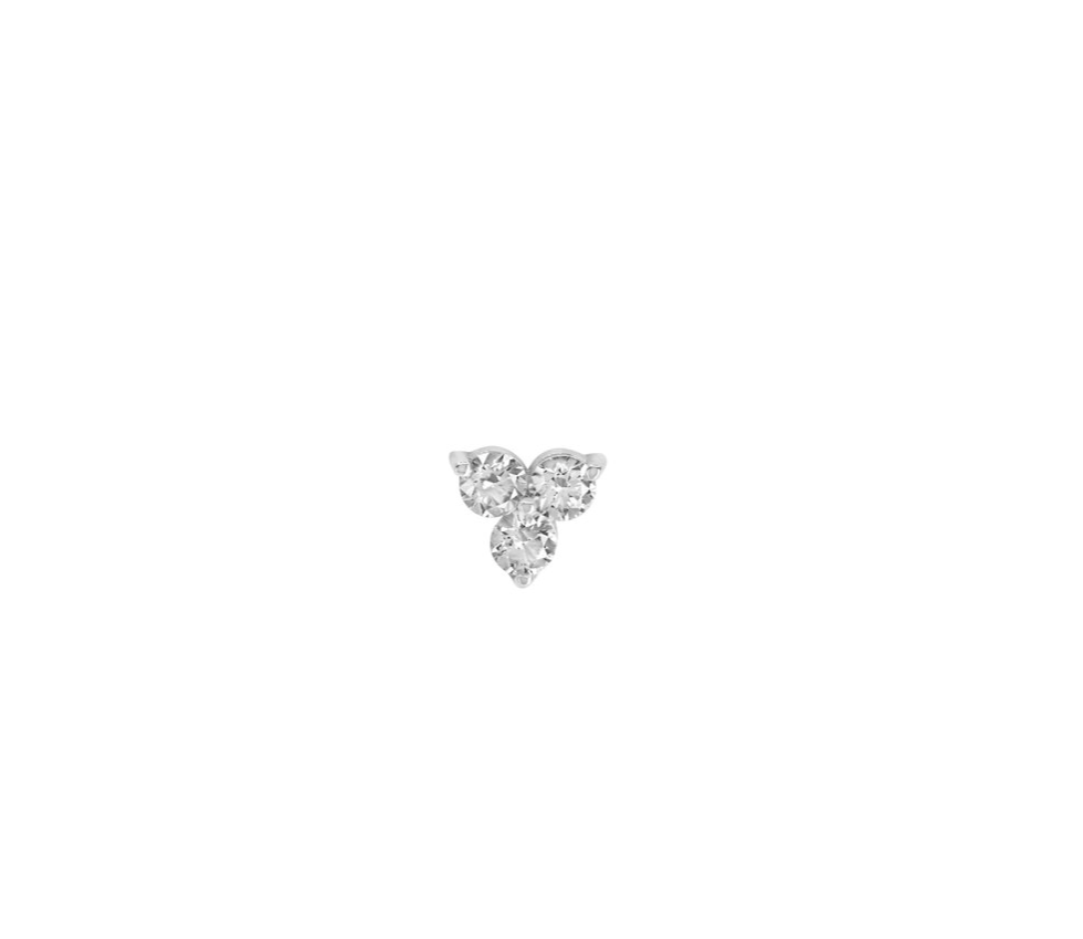 14K Single Medium Diamond Trio Stud