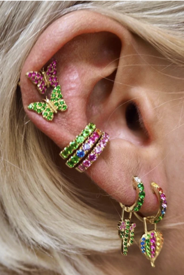 14KY Single Medium Orb Earcuff With Tsavorites