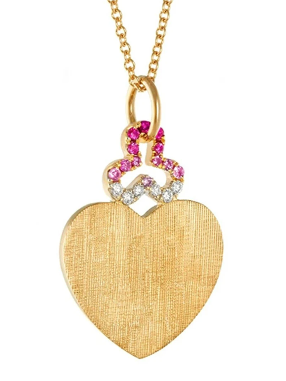 Pink Ombre Hidden Heart Charm in 18k Gold Florentine