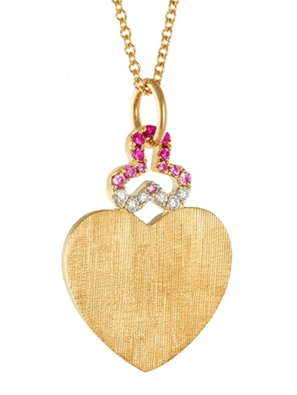 18K Pink Ombre Hidden Heart Charm in Gold Florentine