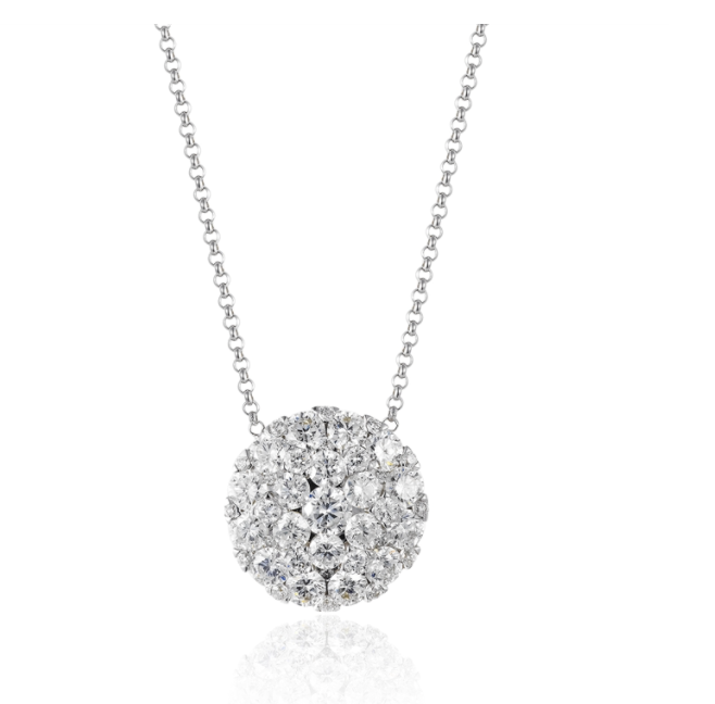 14K Diamond Cluster Necklace