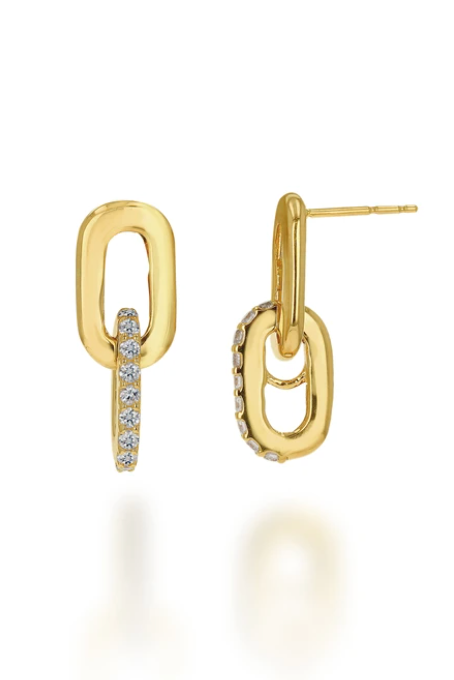 Double Link Diamond Drop Earrings-Earrings-Rachel Reid-Susan Saffron Jewelry
